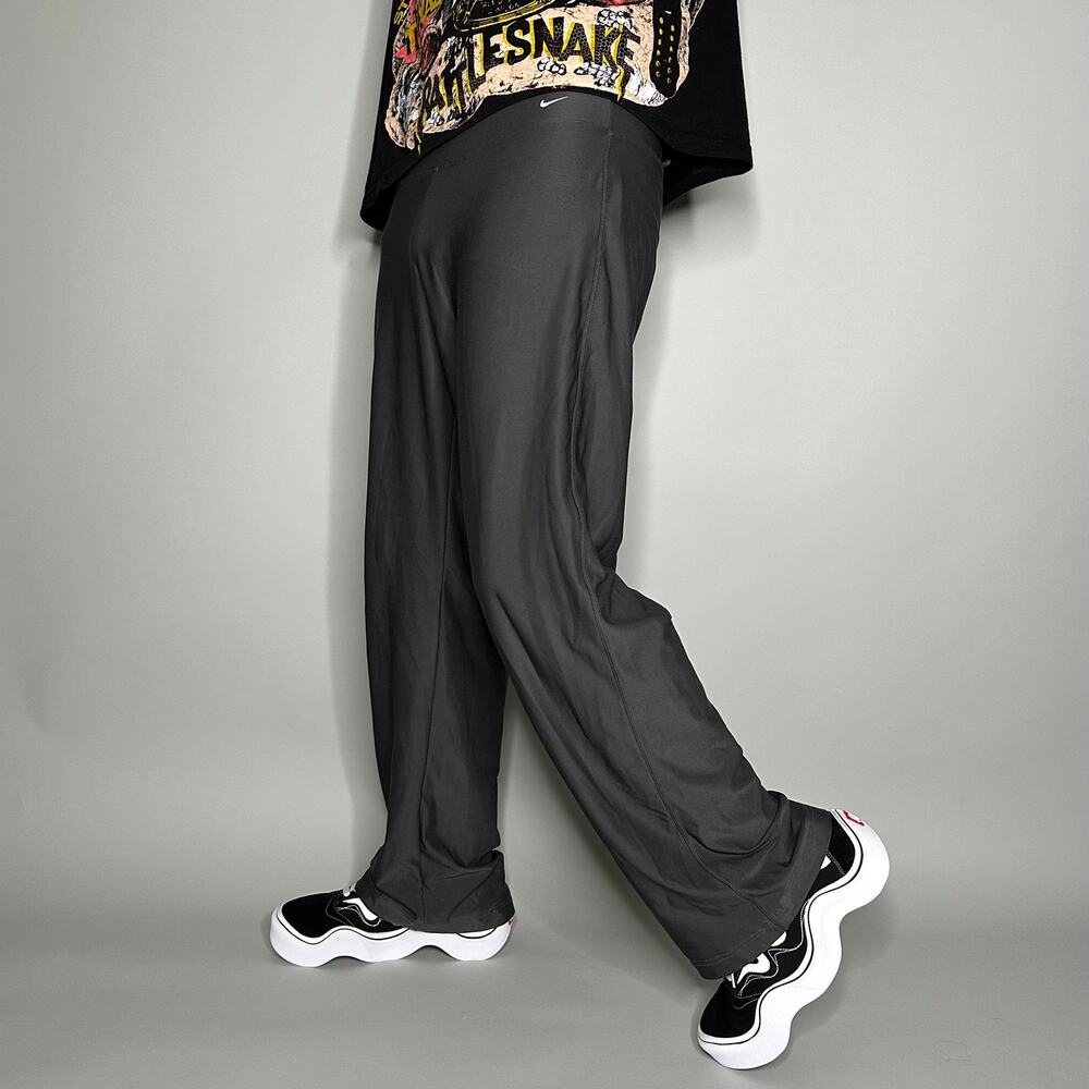 Vintage Y2K Nike Sweatpants Mens L Dark Grey Polyester White Swoosh Silver Tag